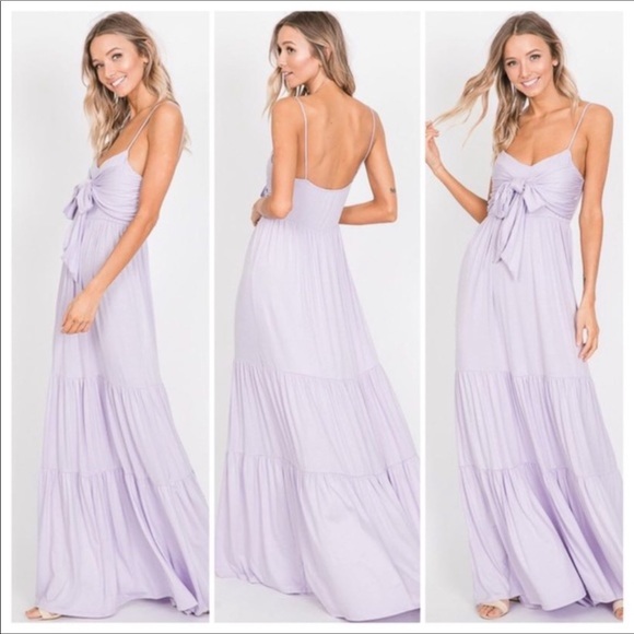 ✨JUST IN✨FRONT TIE RUFFLED LILAC MAXI DRESS - Picture 5 of 5
